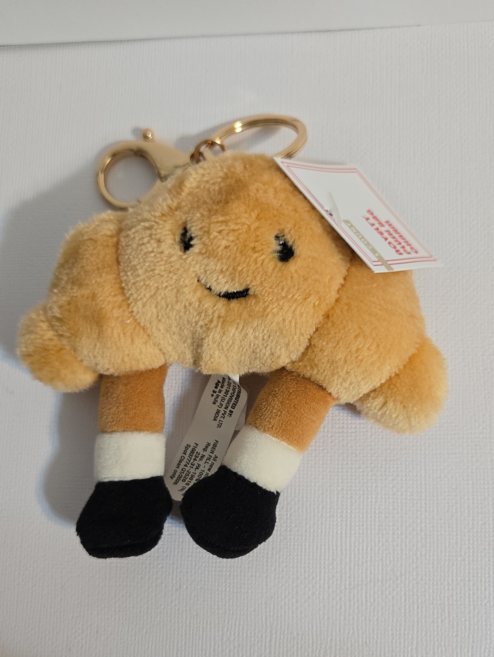 Cute Viral Smiling Plushie Croissant Bag Charm Key Chain NWT